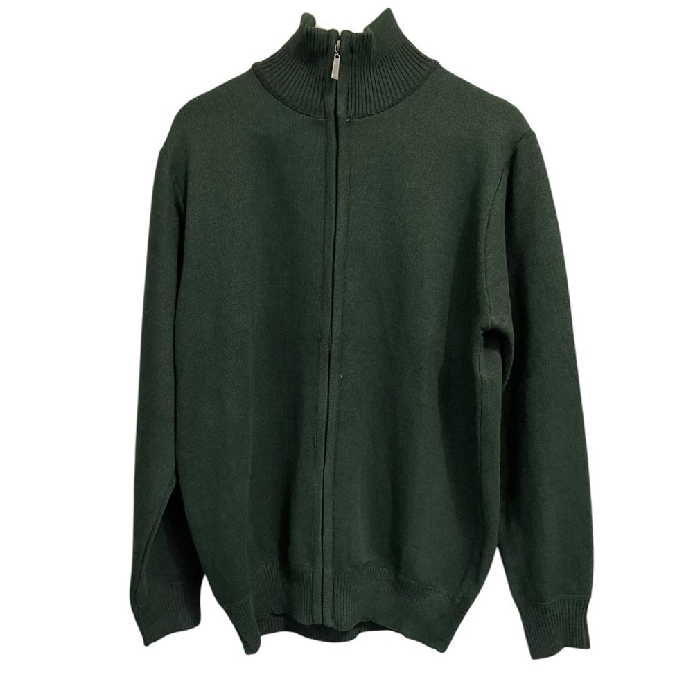 Portabella Full Zip Forest Green Soft‎ Cotton Poly Bland Man’s Sweater Size S